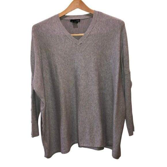 rxb Womens Small Gray Long Snap Sleeve V Neck Pullover Sweater Size S - Picture 2 of 10